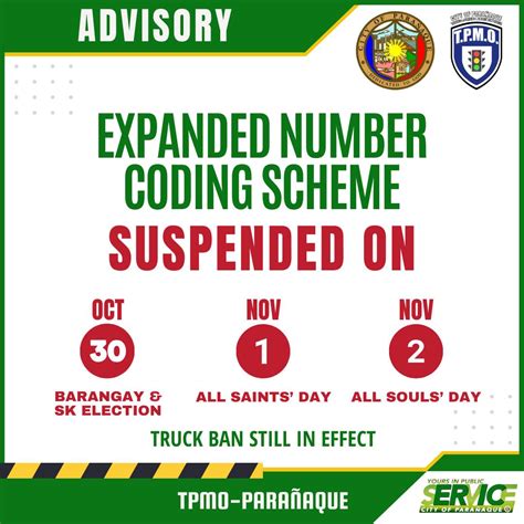 truck ban in parañaque 2024|Number Coding Scheme .